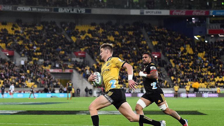 Jordie Barrett thought he had a try but the play was called back
