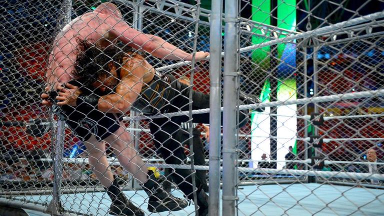 There was a controversial ending to the Universal title match, with Roman Reigns spearing Brock Lesnar through the cage