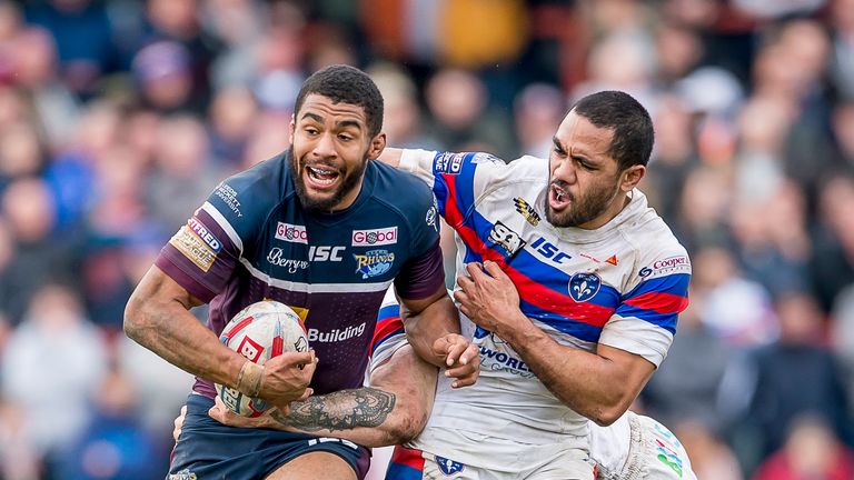 Watkins (left) helped Leeds to their sixth win of the season at Wakefield on Sunday