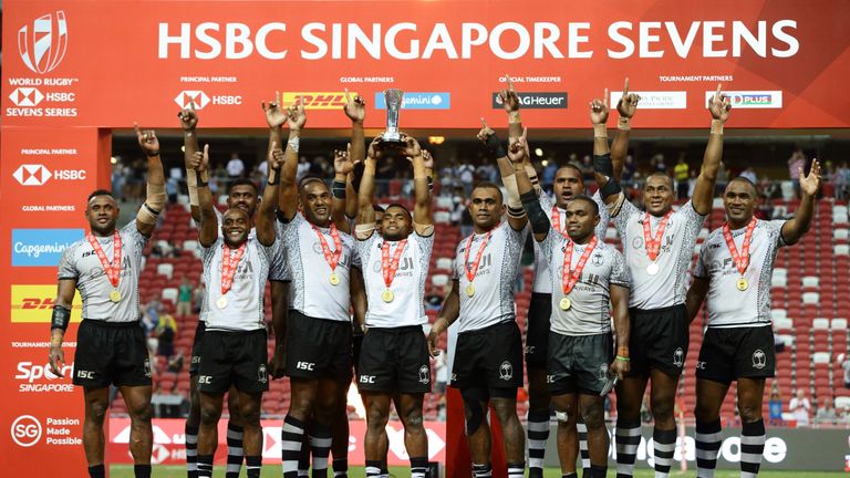 Fiji celebrate their title in Singapore