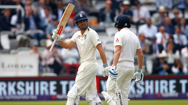 Alastair Cook went through to a 56th Test fifty on the first day at Lord's
