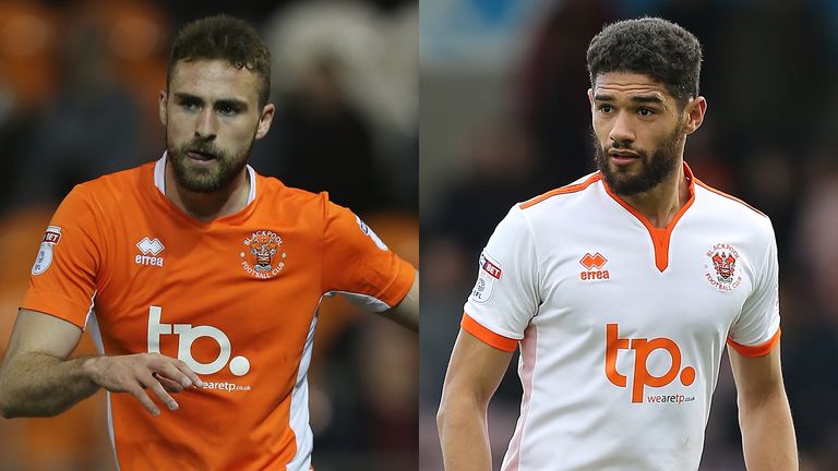 Blackpool's Clark Robertson (right) and Kelvin Mellor could be playing in the Championship next season