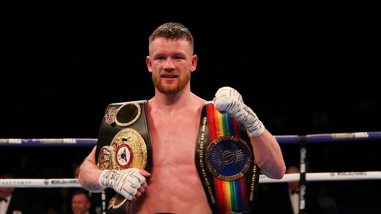 James Tennyson celebrates with titles after win over Martin J Ward