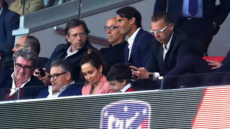 Rafael Nadal caused a stir after turning up to watch Atletico Madrid's Europa League win over Arsenal