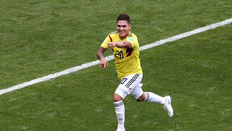 Colombia's Juan Quintero celebrates his equaliser