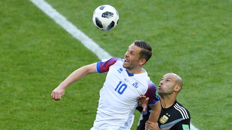 Gylfi Sigurdsson in action in Iceland's opener against Argentina