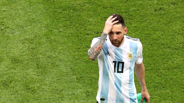  Lionel Messi trudges off as Argentina are eliminated
