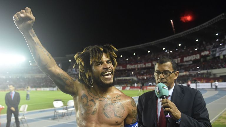 Roman Torres celebrates Panama's win over Costa Rica that clinched World Cup qualification