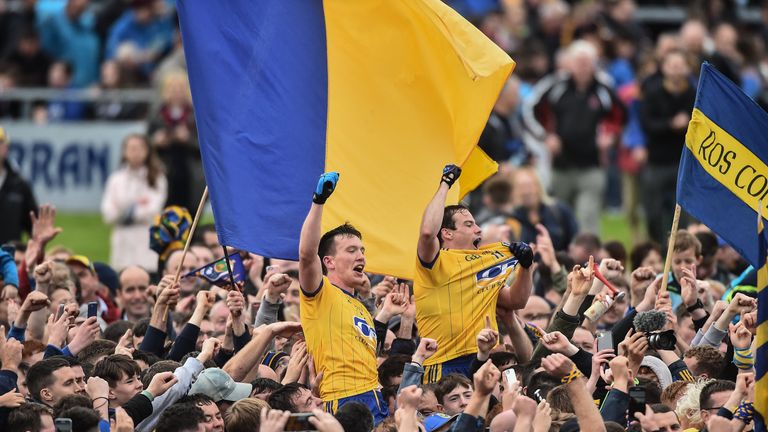 Roscommon players celebrate with supporters after the Connacht final last year