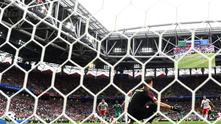 Thiago Cionek deflects the ball into his own net to make it 1-0 to Senegal