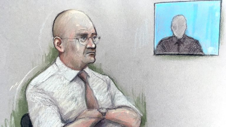 A court sketch of former football coach Bob Higgins