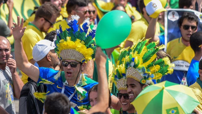  Brazilian fans were in a good mood when the team arrived in Kazan 