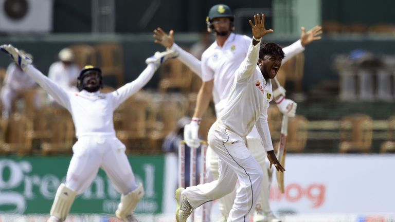 South Africa's Keshav Maharaj takes 9-129 against Sri Lanka South Africa's Keshav Maharaj takes 9-129 against Sri Lanka