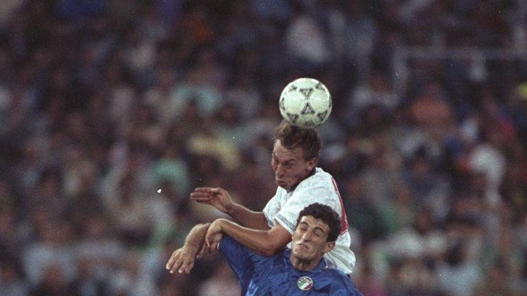 David Platt scored England's goal against Italy in the game in Bari