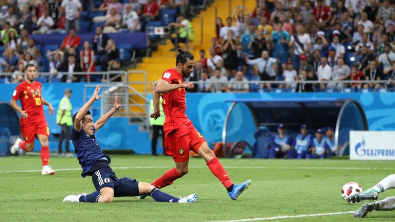 Chadli slides in to score the winner as Belgium beat Japan 3-2 on Monday