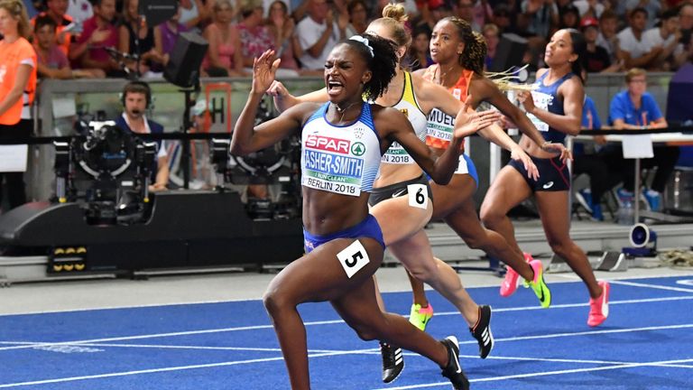 Dina Asher-Smith broke the British record in her 100m victory