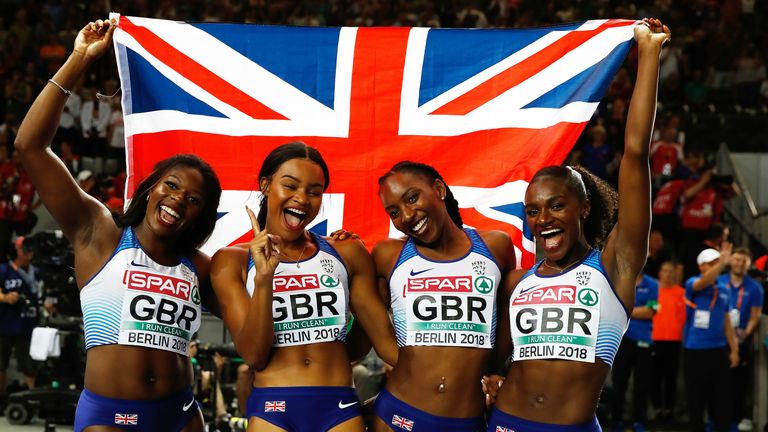 Imani Lansiquot (second left) ended the Europeans with a relay gold