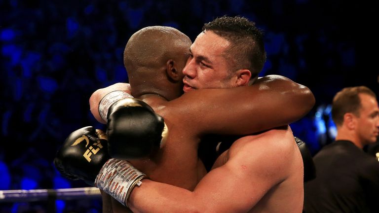 Parker embraced Whyte after their punishing fight at The O2