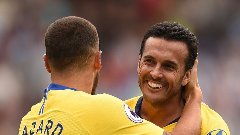 Pedro scored Chelsea's third goal against Huddersfield