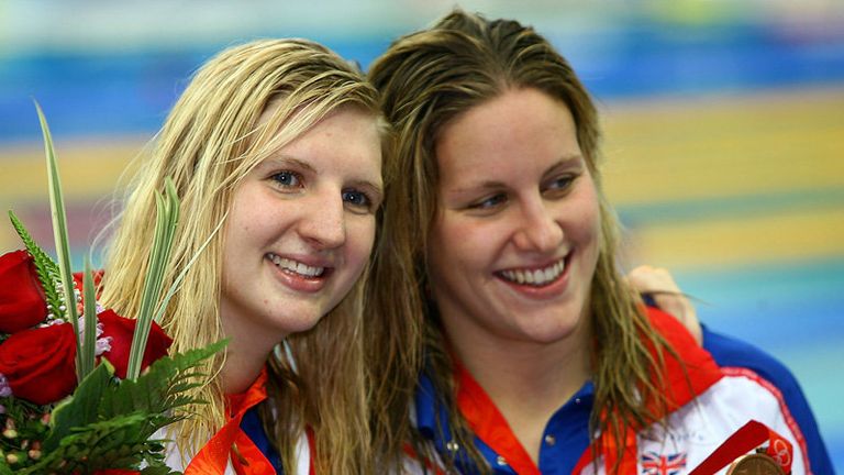 Adlington (l) and Jackson celebrate