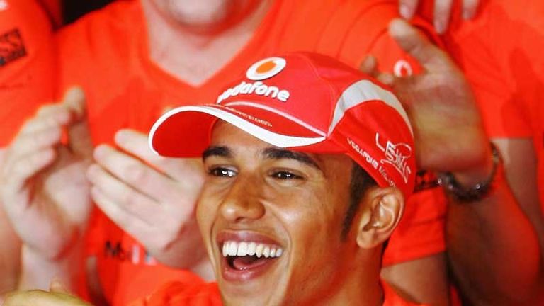 Celebrating winning the world title