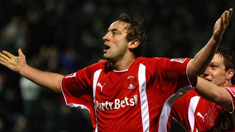 38th minute: JJ Melligan celebrates after scoring from the spot for Leyton Orient.