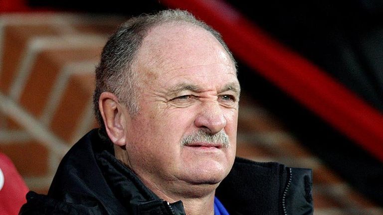Luiz Felipe Scolari grimaces as the tackles fly in during the first-half.