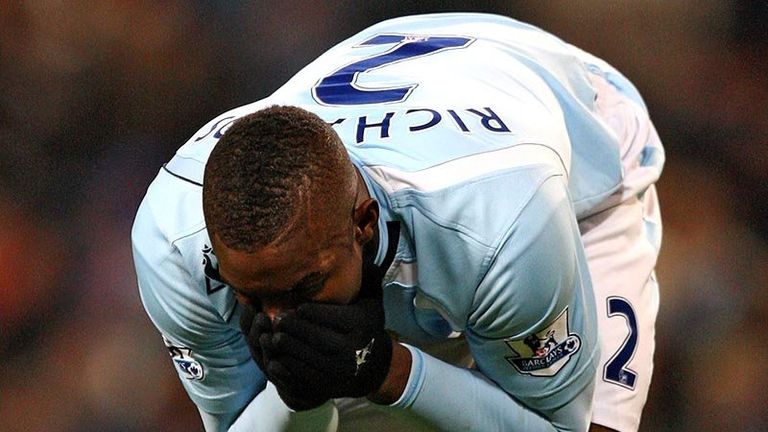Micah Richards reacts to Man Citys home defeat against Nottingham Forest.