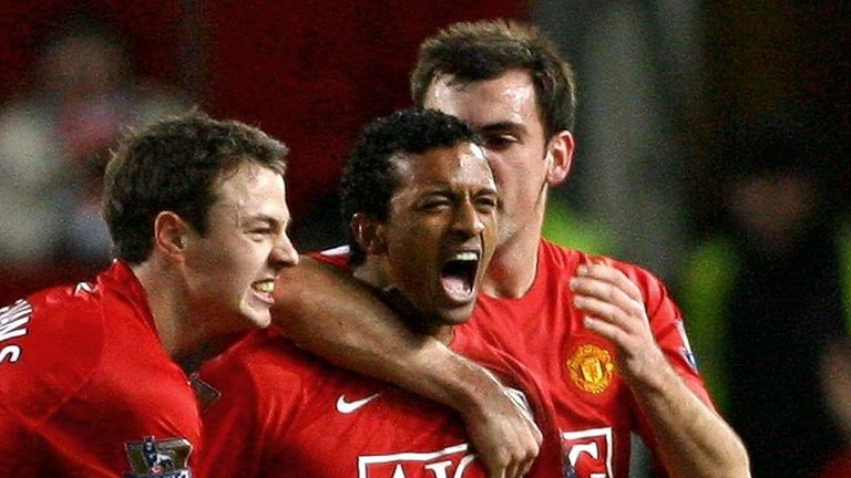16th minute: Nani opens the scoring for Manchester United