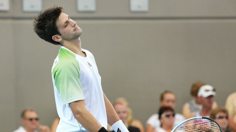 During first-round loss to Ernests Gulbis