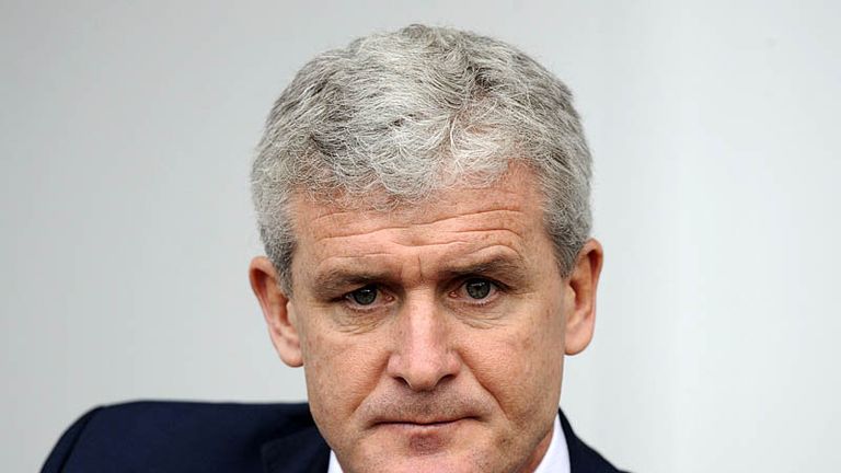 Mark Hughes on the touchline at Upton Park.