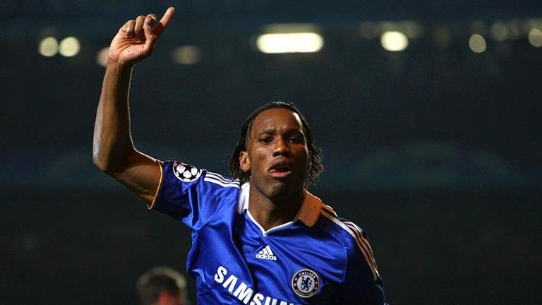 Didier Drogba wheels away as Chelsea make it 4-3 on aggregate.