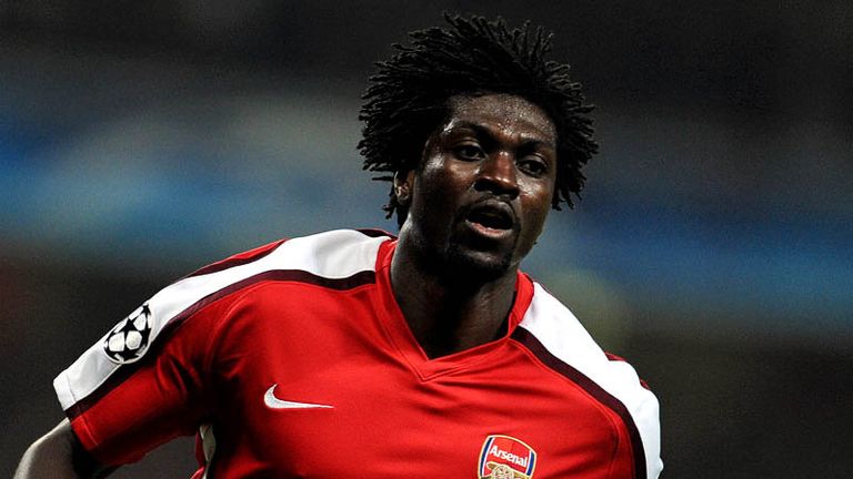 Adebayor celebrates his sixth goal in Europe this season.