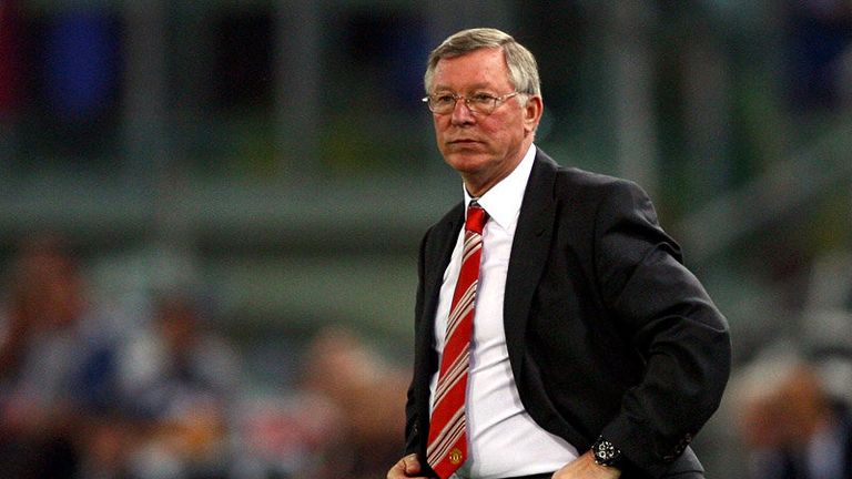 Sir Alex Ferguson looks on as his side suffer defeat in Rome.