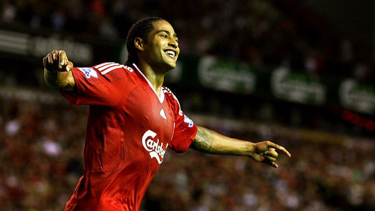 The Liverpool and England full-back Glen Johnson scores Liverpools second.
