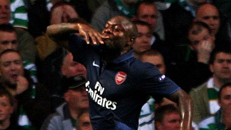 Arsenal take the lead after Fabregas shot deflects off French defender William Gallas.