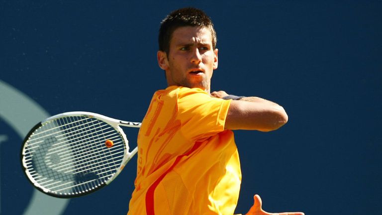 during his first round match at the US Open