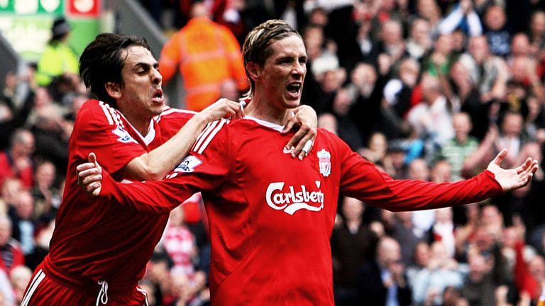 Torres celebrates his seventh goal of the season.