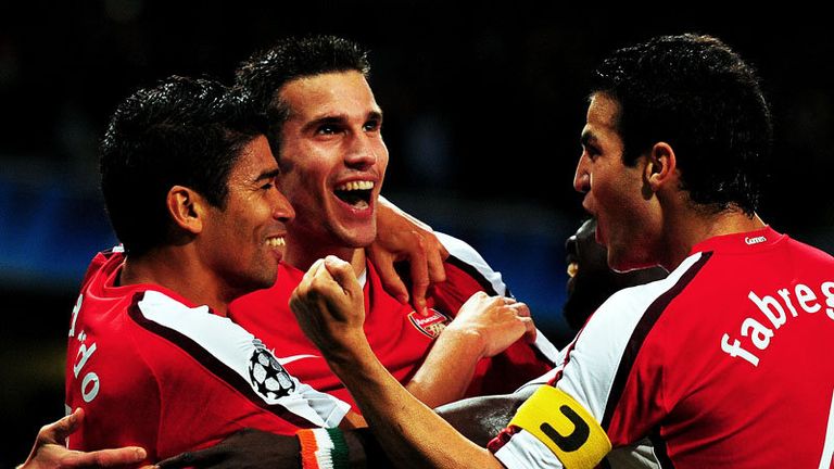 78th minute: Robin Van Persie celebrates a tap-in created by Eduardo.