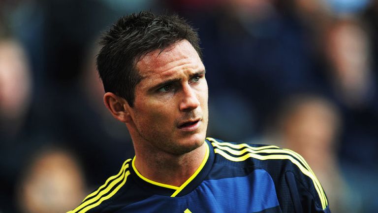 Frank Lampard features in the match at Villa Park