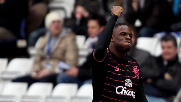 Victor Anichebe thumps a shot into the top corner to put Everton ahead at St Andrews