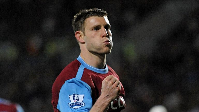 James Milner celebrates making it 2-0 to Aston Villa