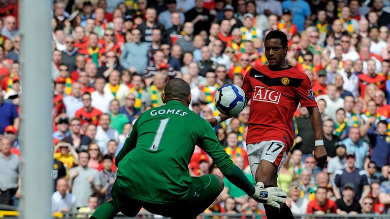 Nani displays excellent compusre to produce a superb, chipped finish in the 81st minute to regain the lead for United