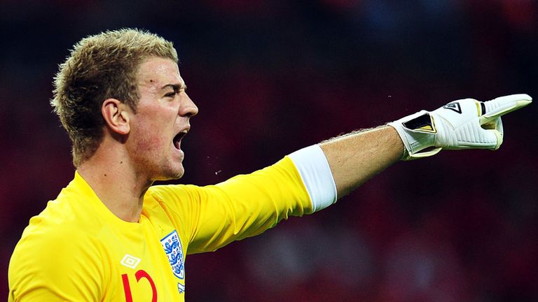 Joe Hart takes up the goalkeeping duties in the second half