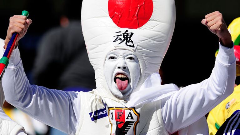 This Japanese supporter gets into the World Cup spirit in this elaborate outfit