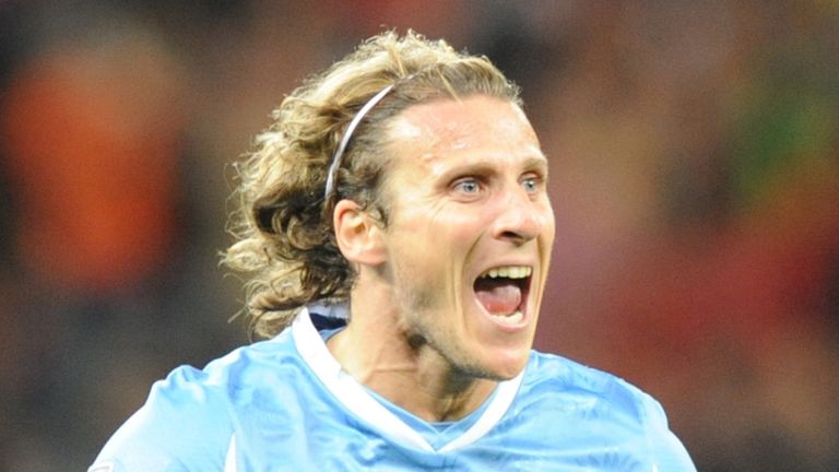 Diego Forlan celebrates.