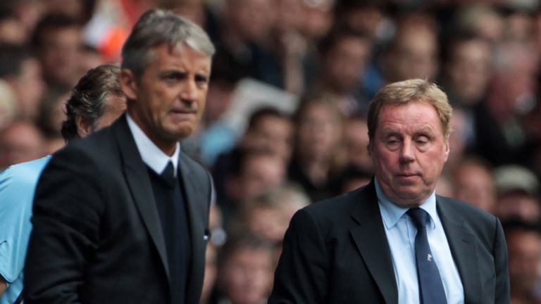 Roberto Mancini and Harry Redknapp on the touchline.