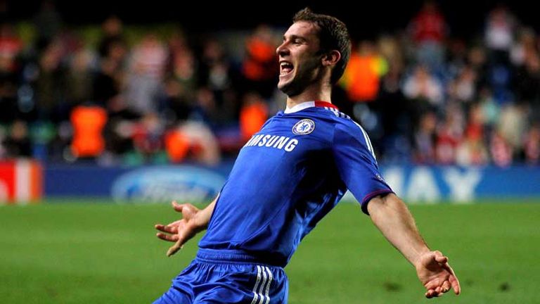 Branislav Ivanovic of Chelsea celebrates after scoring his teams third goal.