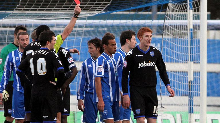 Dave Kitson is sent off in the 14th minute