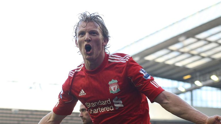 Dirk Kuyt celebrates his hat-trick for Liverpool
